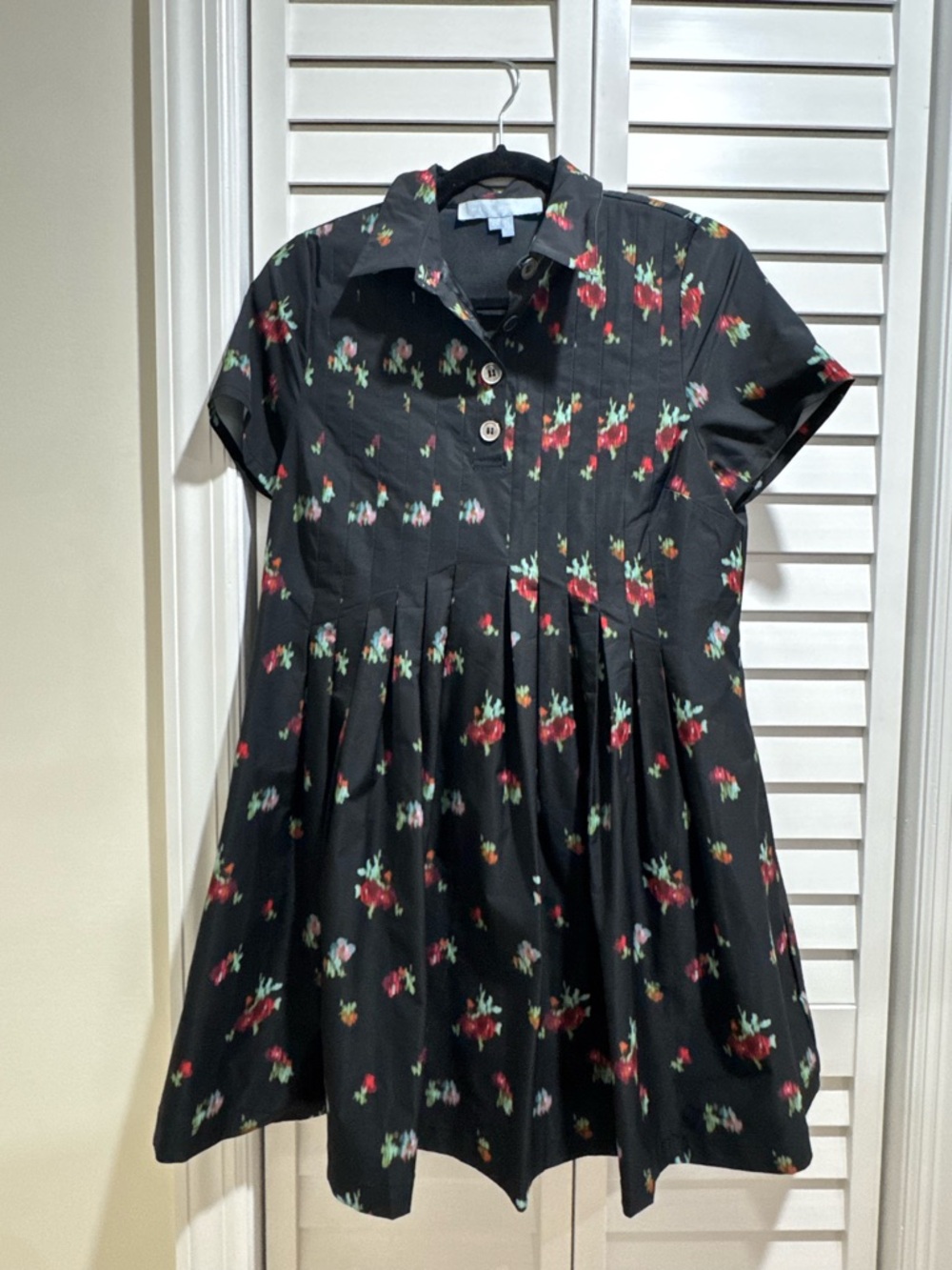 Hill House Home Black Floral Collared Babydoll Dress - Rosalind Style